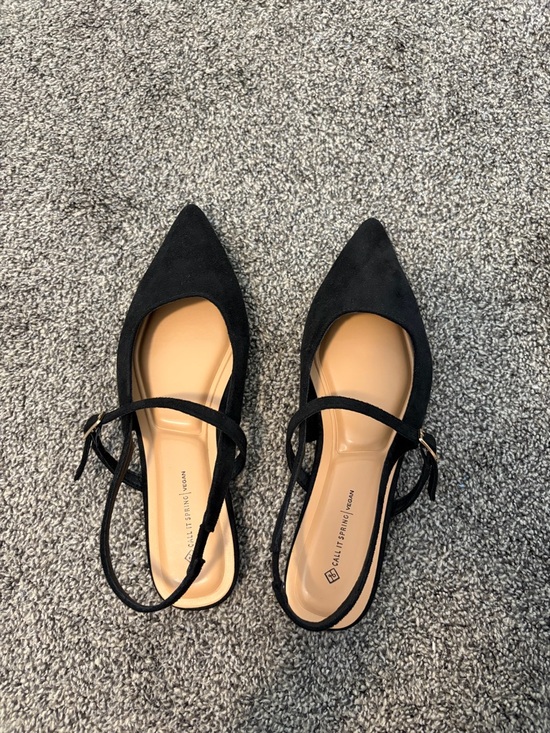 Call It Spring Shoes - Black Pointed Sling back flat-Call it Spring